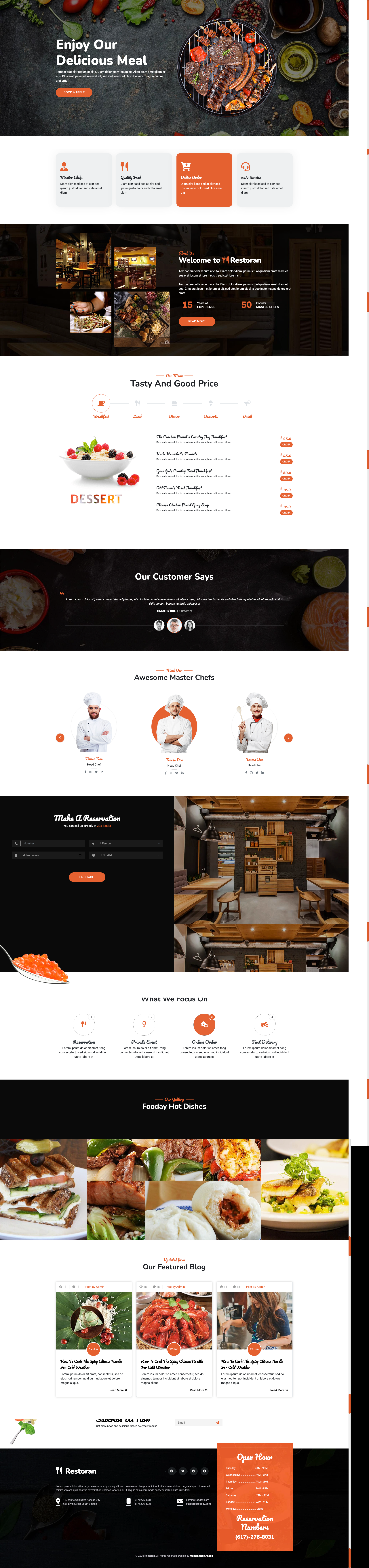 Site de restaurante criado pela Bapweb